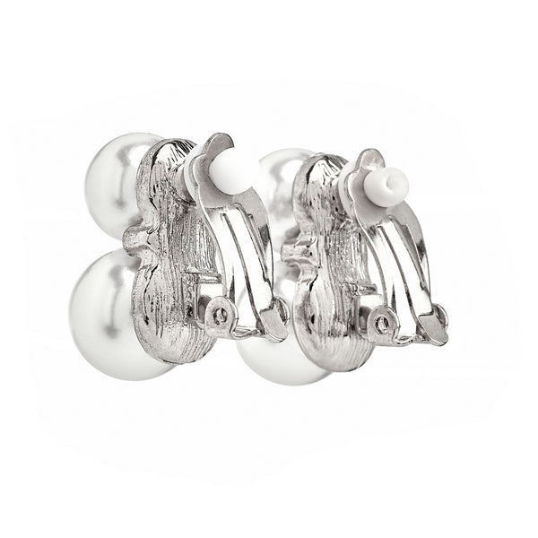 Kenneth Jay Lane Double Cultura Pearl Clip-On Earrings