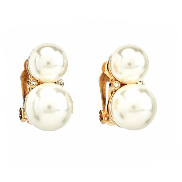 kenneth jay lane Double Cultura Pearl Clip-On Earrings