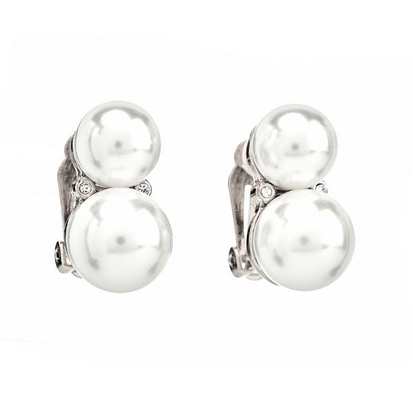 kenneth jay lane Double Cultura Pearl Clip-On Earrings