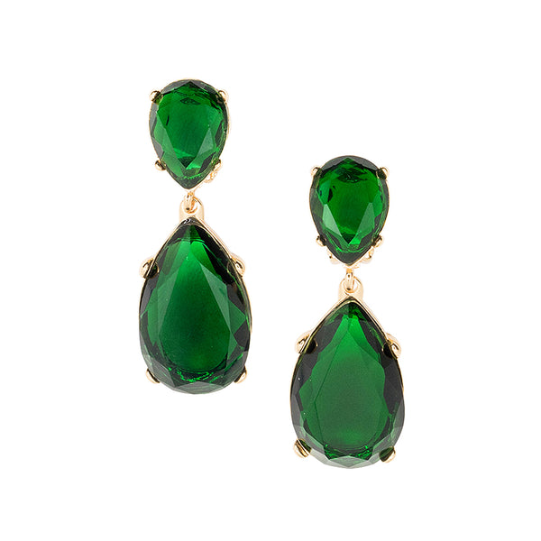 kenneth jay lane Emerald and Gold Teardrop Earrings