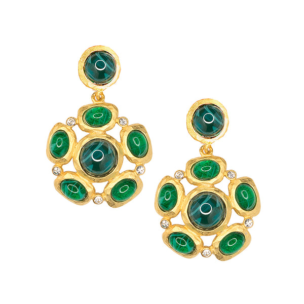 kenneth jay lane Emerald Cabochon Pierced or Clip Earrings
