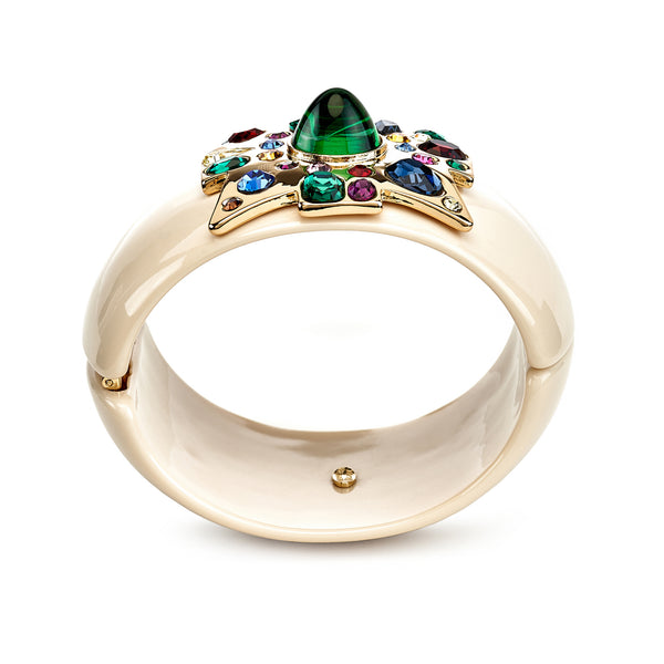 Kenneth Jay Lane Emerald Center Ivory Maltese Cross Bracelet