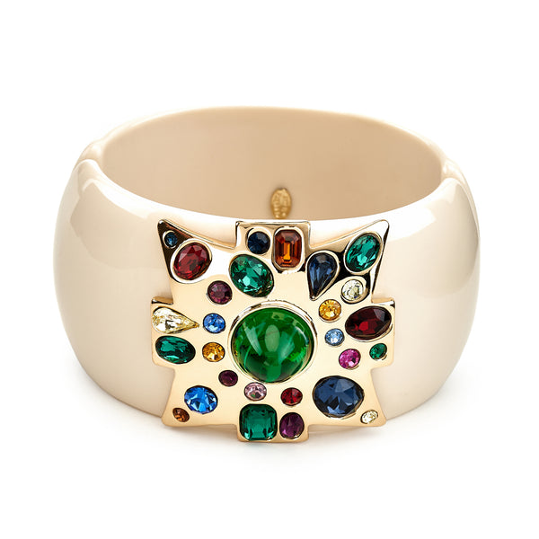 kenneth jay lane Emerald Center Ivory Maltese Cross Bracelet