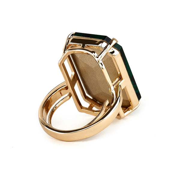 Kenneth Jay Lane Emerald Octagon Stone Adjustable Ring