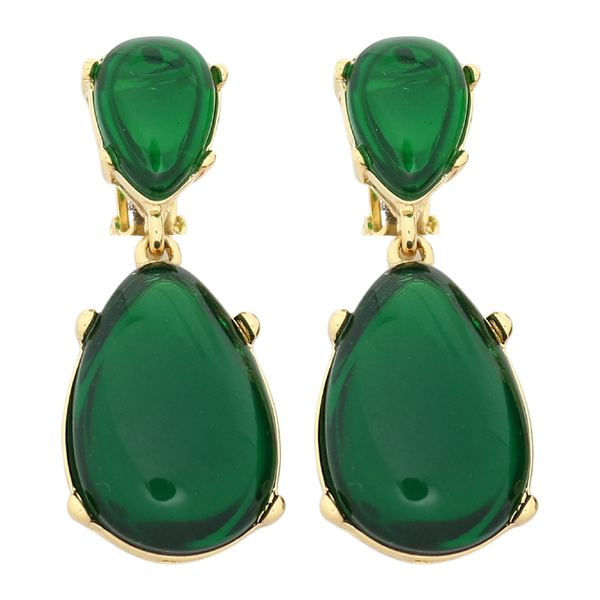kenneth jay lane Emerald Resin Teardrop Cabochon Earring