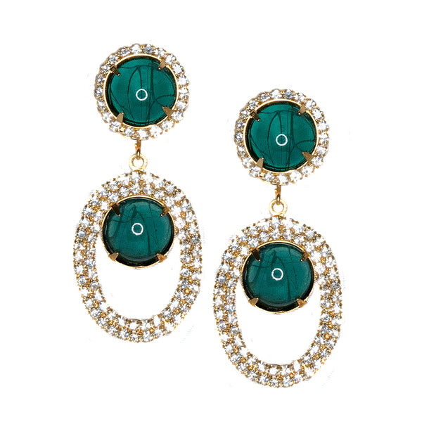 kenneth jay lane Flawed Emerald Open Teardrop Clip Earrings