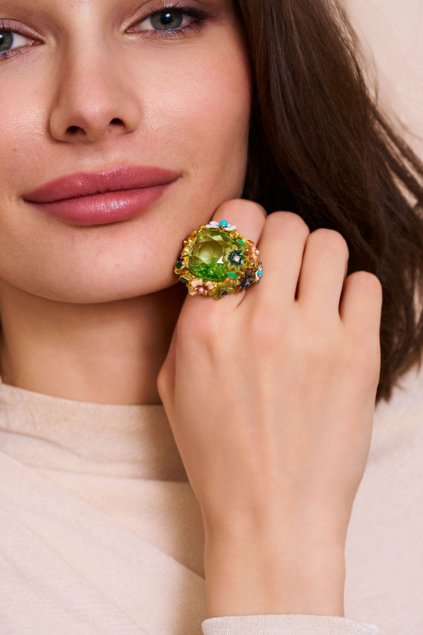 Kenneth Jay Lane Garden Party Flower Adjustable Ring