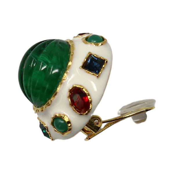 Kenneth Jay Lane Gemstone & Emerald Center Button Earrings