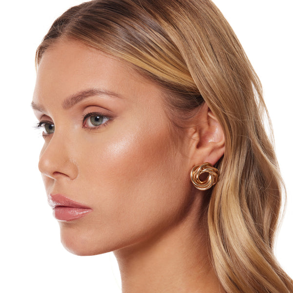 Kenneth Jay Lane Gold 3D Swirl Love Knot Post Earring