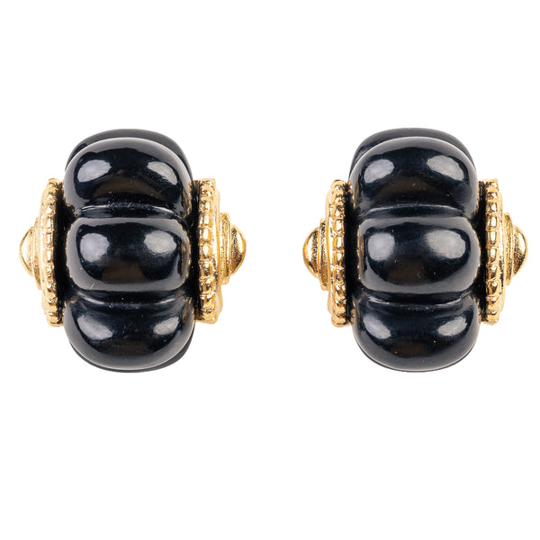 Kenneth Jay Lane Gold And Black Shrimp Clip Earring