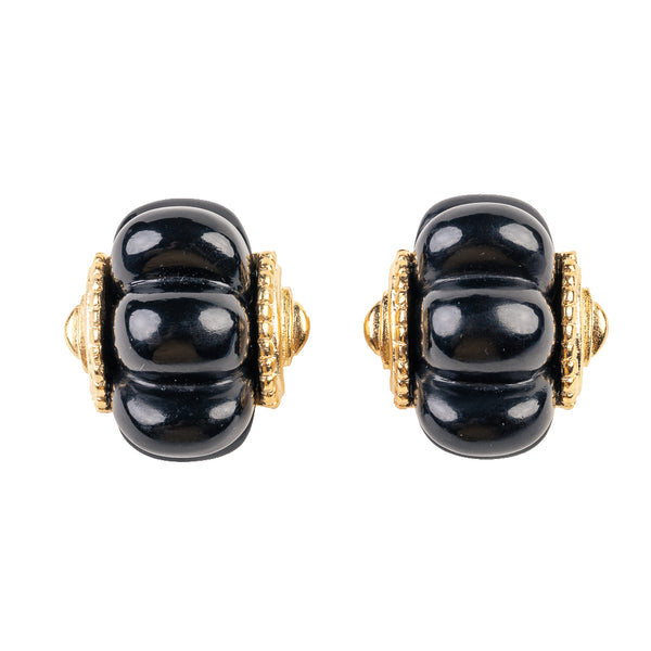 kenneth jay lane Gold and Black Shrimp Clip Earring