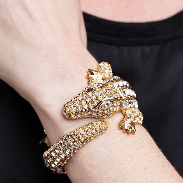 Kenneth Jay Lane Gold And Crystal Alligator Bracelet