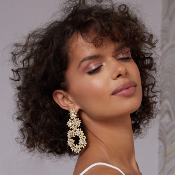 Kenneth Jay Lane Gold And Crystal Flower Clip Earrings