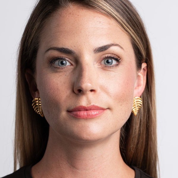 Kenneth Jay Lane Gold And Crystal Stem Leaf Earrings