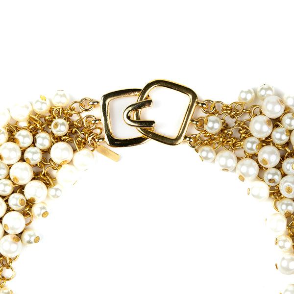 Kenneth Jay Lane Gold And Pearl Cluster Bib Necklace
