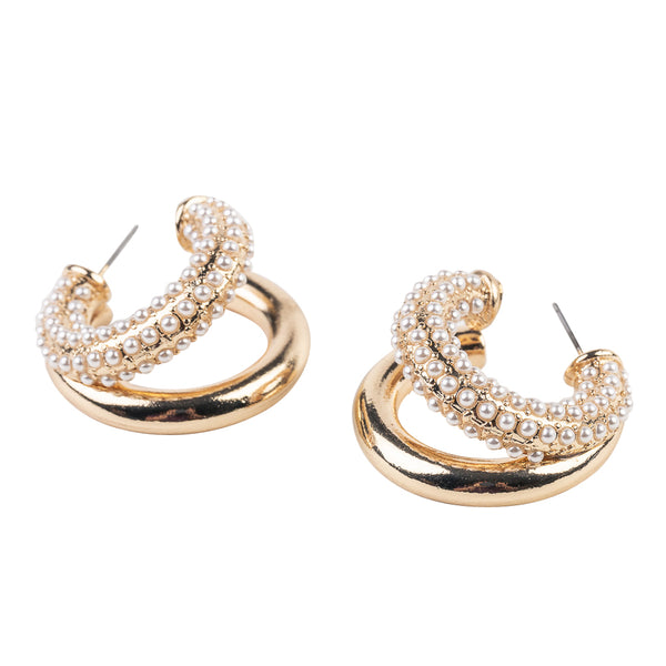 Kenneth Jay Lane Gold And Pearl Double Hoop Earring