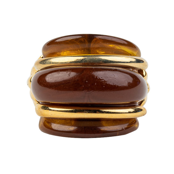 kenneth jay lane Gold and Tortoise Double Ribbed Ring