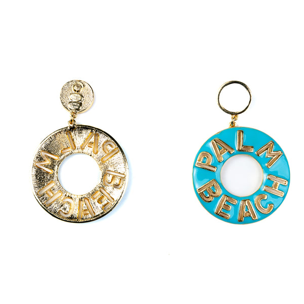 Kenneth Jay Lane Gold And Turquoise Palm Beach Earrings
