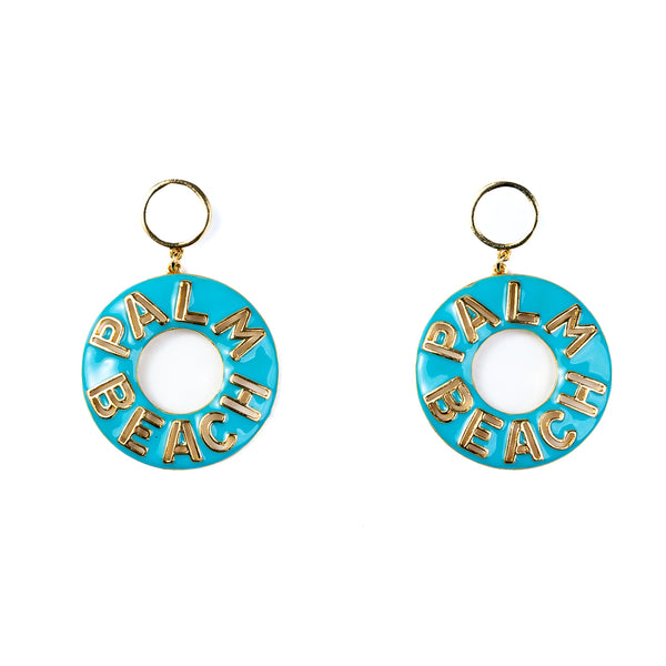 kenneth jay lane Gold and Turquoise Palm Beach Earrings