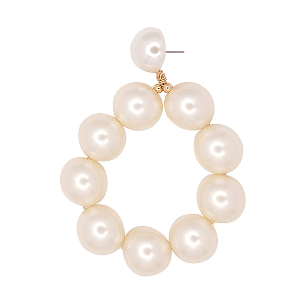 Kenneth Jay Lane Gold And White Pearl Ball Hoop Pierced Earrings