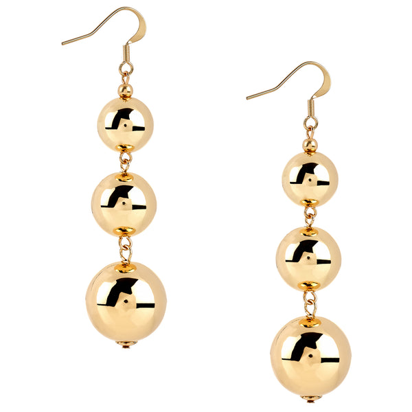 kenneth jay lane Gold Bead Drop Fishhook Top Earrings