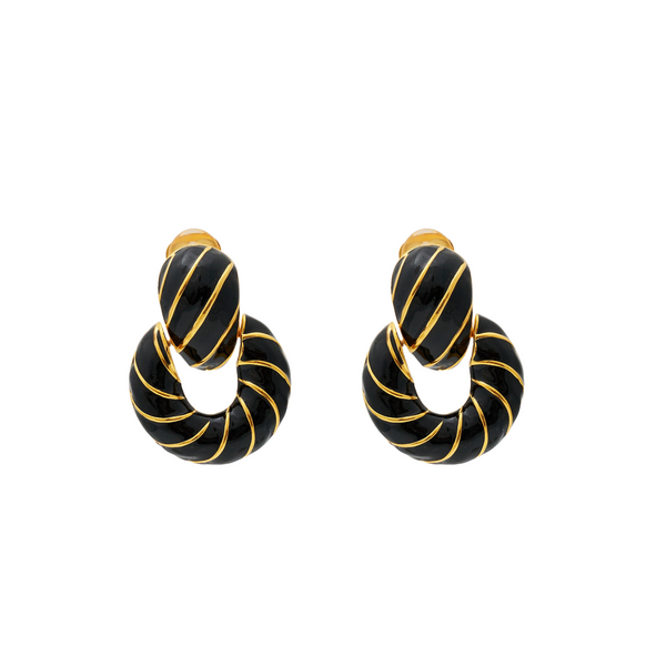 kenneth jay lane Gold & Black Doorknocker Clip Earring