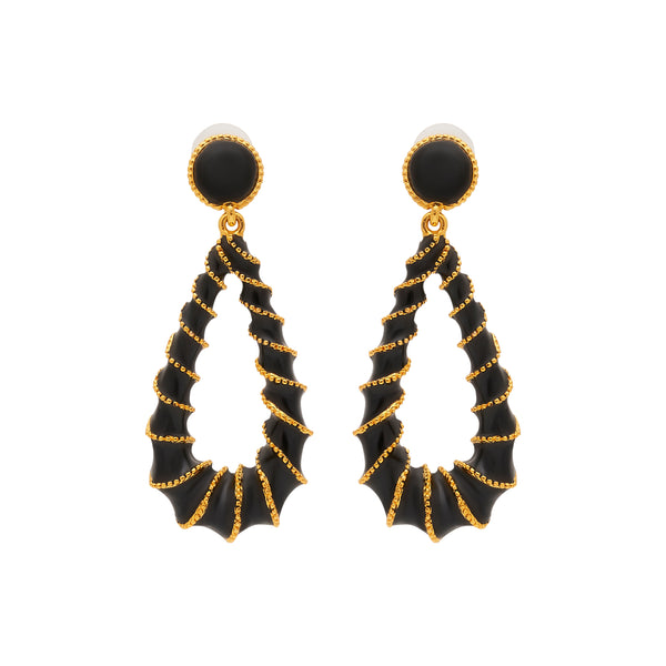 kenneth jay lane Gold & Black Open Teardrop Post Earrings