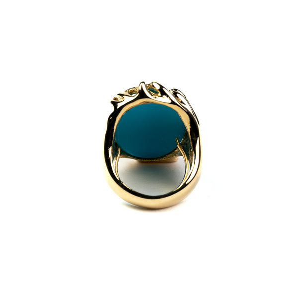 Kenneth Jay Lane Gold Branch With Turquoise Cabochon Ring