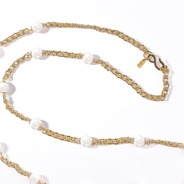 Kenneth Jay Lane Gold Chain With Pearl Stations Necklace