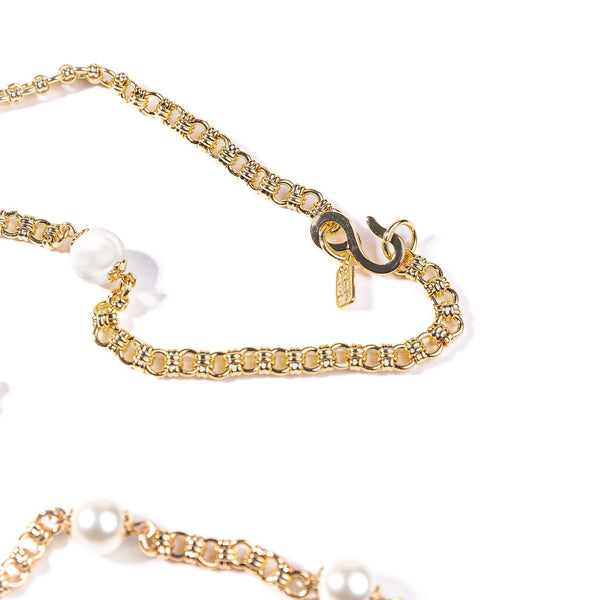 Kenneth Jay Lane Gold Chain With Pearl Stations Necklace