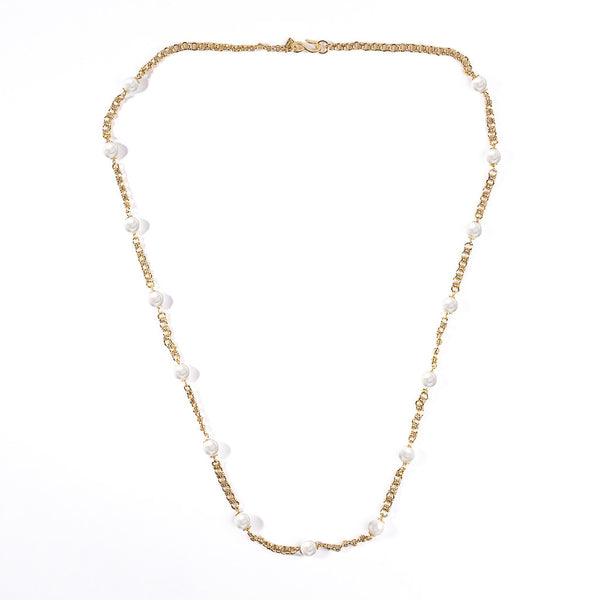 kenneth jay lane Gold Chain with Pearl Stations Necklace
