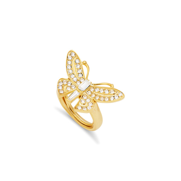 kenneth jay lane Gold & Crystal Adjustable Butterfly Ring