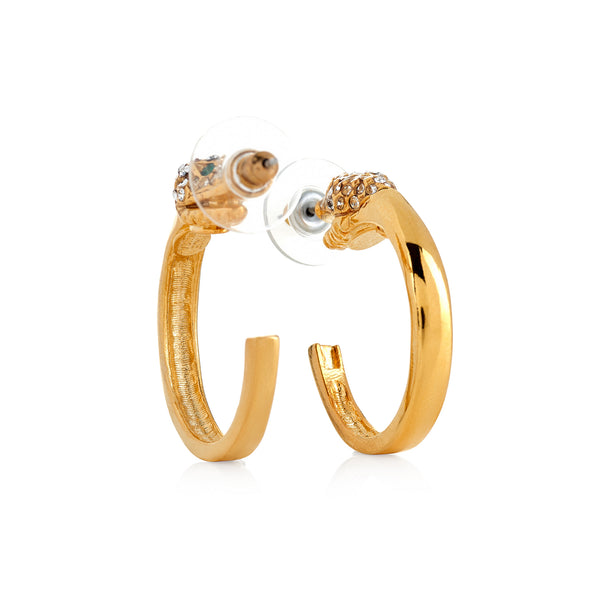 Kenneth Jay Lane Gold Crystal And Ruby Snake Hoop Earrings