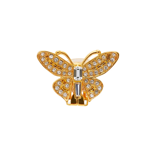 kenneth jay lane Gold & Crystal Butterfly Clip Earrings