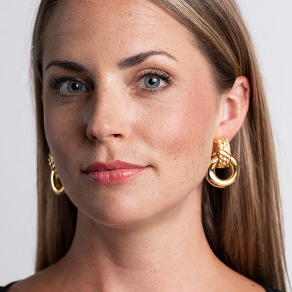 Kenneth Jay Lane Gold Door Knocker Clip-On Earrings