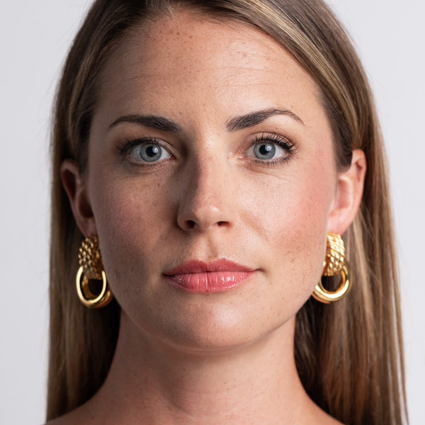 Kenneth Jay Lane Gold Door Knocker Clip-On Earrings