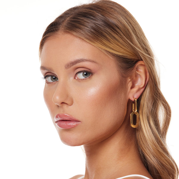 Kenneth Jay Lane Gold Double Link Drop Post Earring