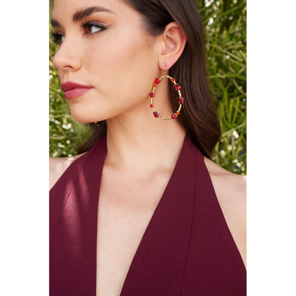 Kenneth Jay Lane Gold Drop Earring With Ruby Stones