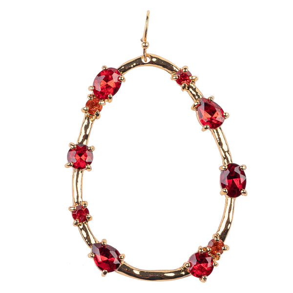 Kenneth Jay Lane Gold Drop Earring With Ruby Stones