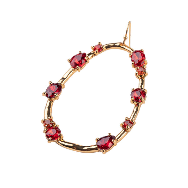 Kenneth Jay Lane Gold Drop Earring With Ruby Stones