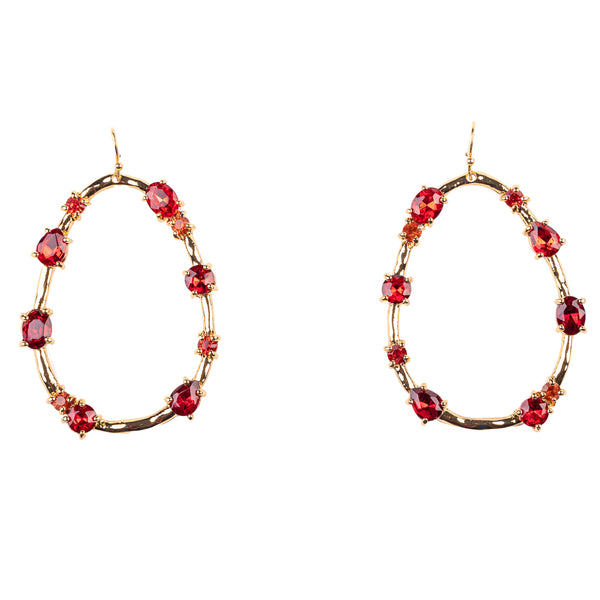kenneth jay lane Gold Drop Earring with Ruby Stones