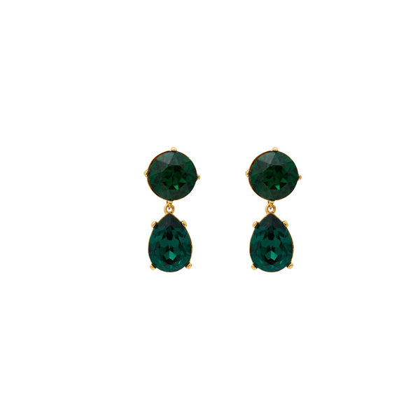 kenneth jay lane Gold & Emerald Teardrop Pierced Earring