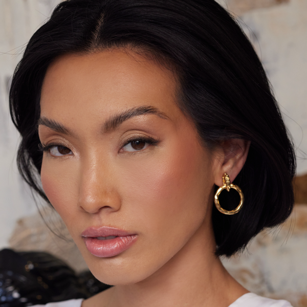 Kenneth Jay Lane Gold Hammered Circle Drop Earrings