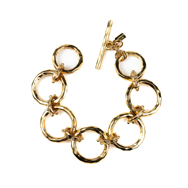Kenneth Jay Lane Gold Hammered Open Circles Bracelet