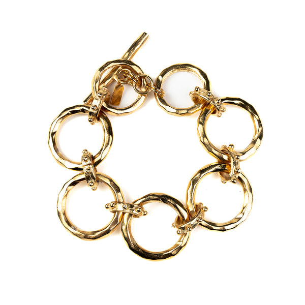 kenneth jay lane Gold Hammered Open Circles Bracelet