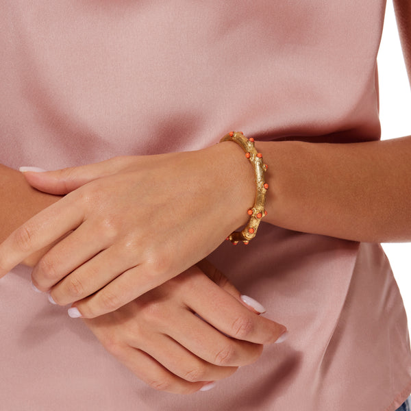 kenneth jay lane Gold Hinged Coral Shape Bracelet with Coral Dots