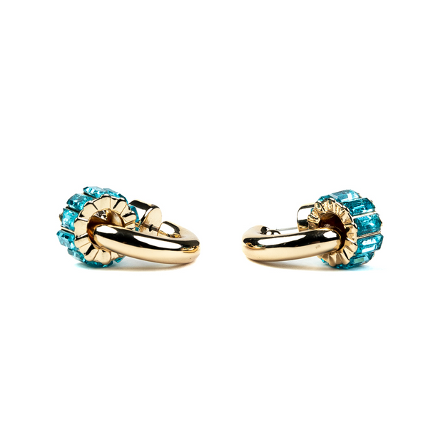 Kenneth Jay Lane Gold Hoop Earring With Aqua Baguette Ring
