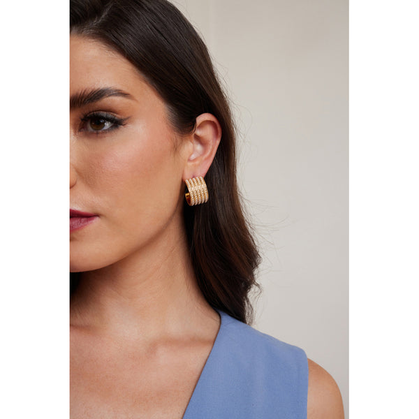 Kenneth Jay Lane Gold Hoop Studded Earring With Pearls