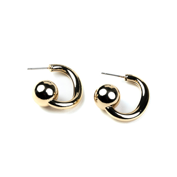 Kenneth Jay Lane Gold Hoop With Ball End Post Earrings