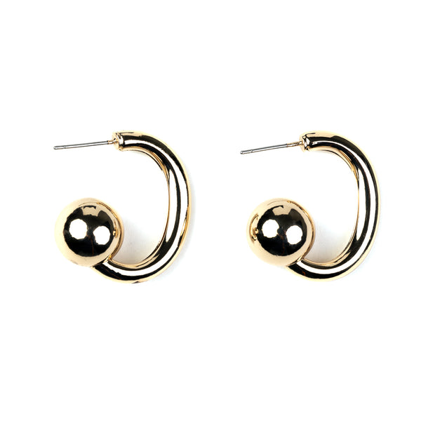 kenneth jay lane Gold Hoop with Ball End Post Earrings